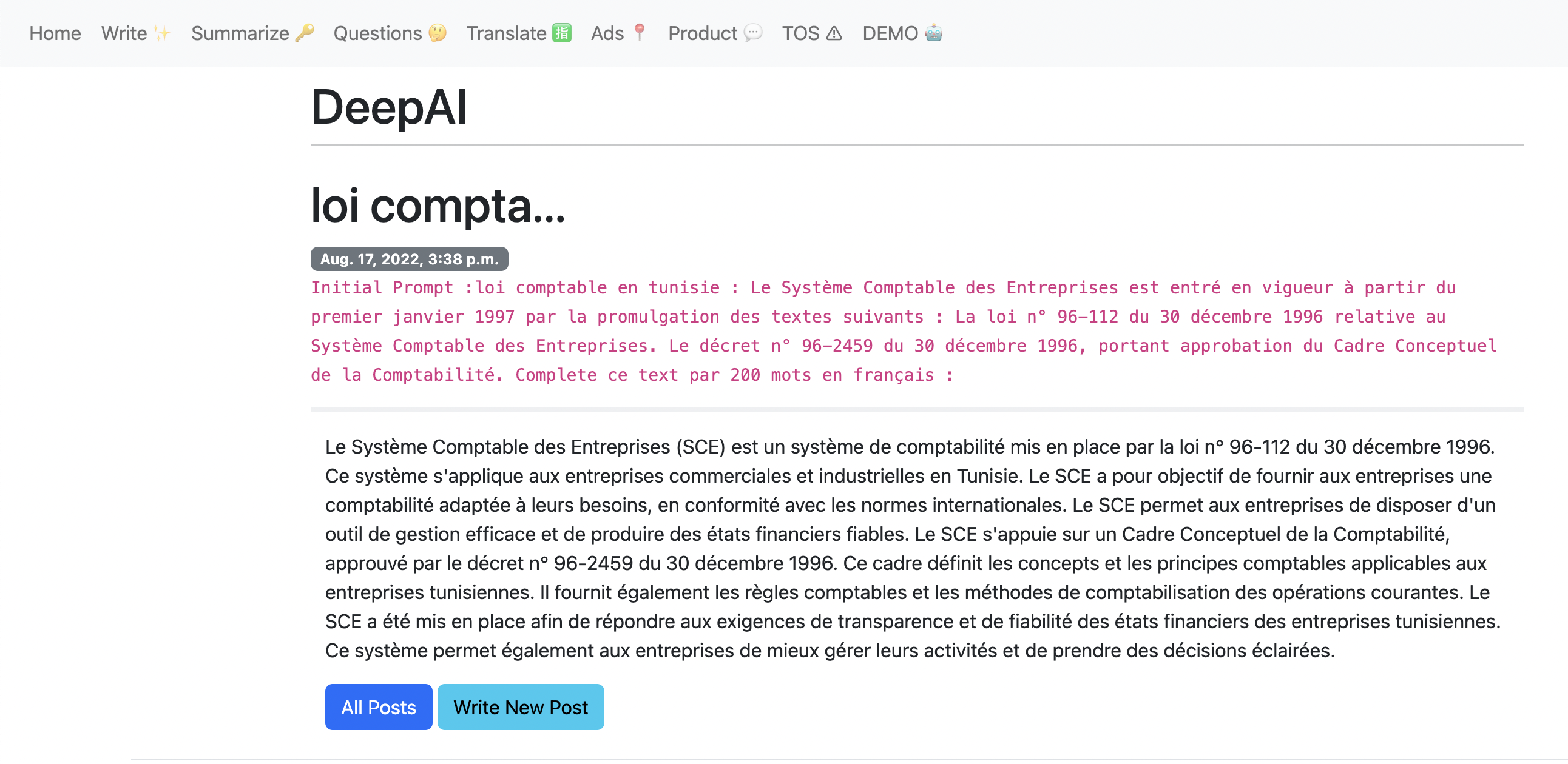 DeepAI Writer
